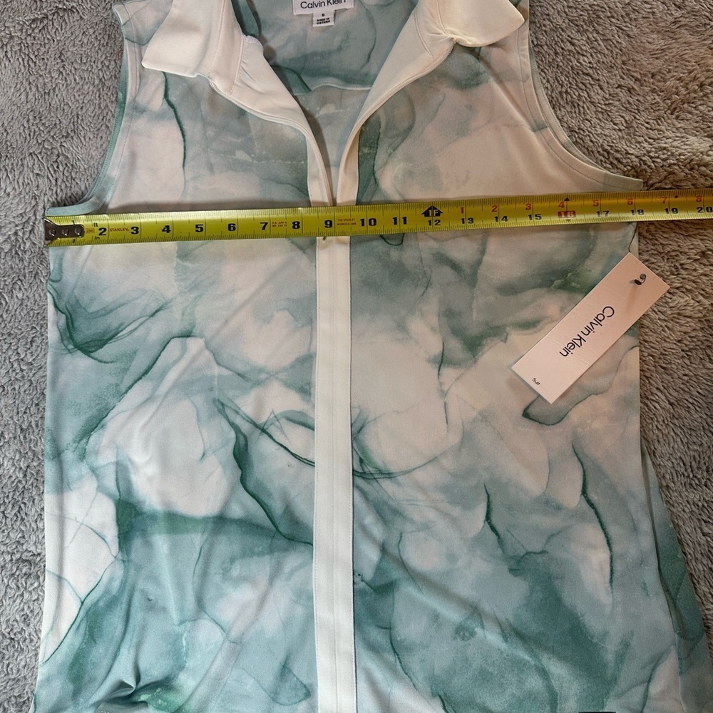 Calvin Klein Watercolor Marble Sleeveless Zip Polo Top Small NWT - Picture 11 of 13